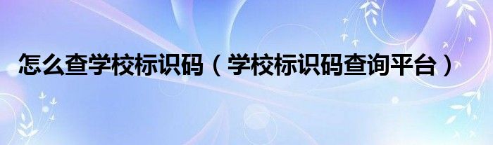 怎么查学校标识码(学校标识码查询平台)