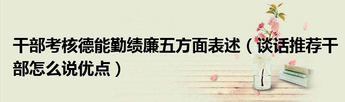 干部考核德能勤绩廉五方面表述(谈话推荐干部怎么说优点)