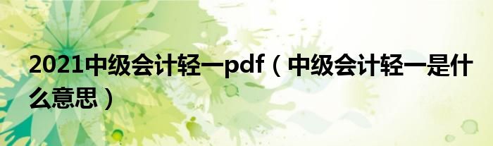 2021中级会计轻一pdf(中级会计轻一是什么意思)