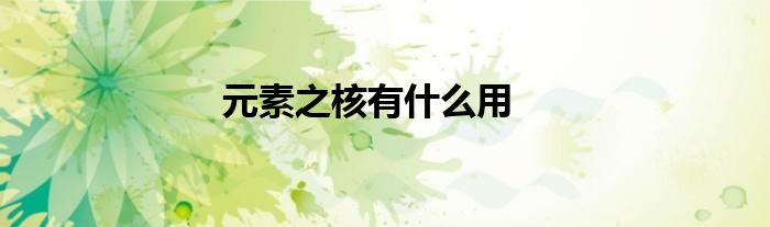 元素之核有什么用