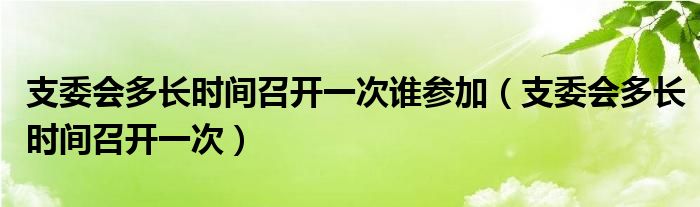 支委会多长时间召开一次谁参加(支委会多长时间召开一次)