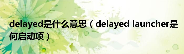 delayed是什么意思(delayed launcher是何启动项)