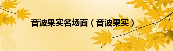 音波果实名场面(音波果实)