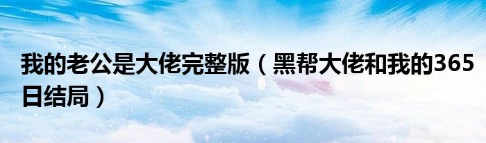 我的老公是大佬完整版（黑帮大佬和我的365日结局）