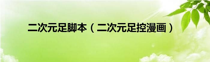二次元足脚本(二次元足控漫画)