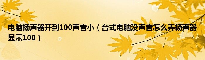 电脑扬声器开到100声音小(台式电脑没声音怎么弄杨声器显示100)