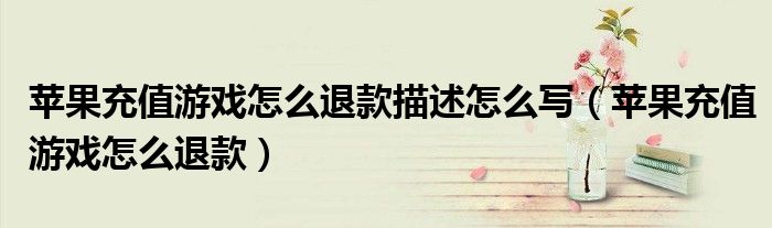 苹果充值游戏怎么退款描述怎么写(苹果充值游戏怎么退款)