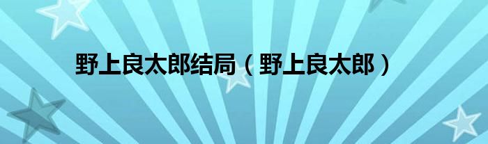 野上良太郎结局(野上良太郎)