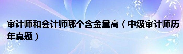 审计师和会计师哪个含金量高(中级审计师历年真题)