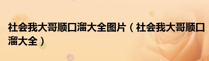 社会我大哥顺口溜大全图片(社会我大哥顺口溜大全)
