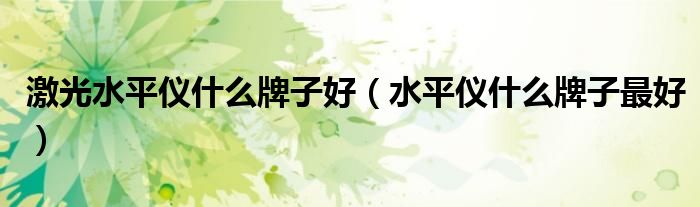 激光水平仪什么牌子好(水平仪什么牌子最好)