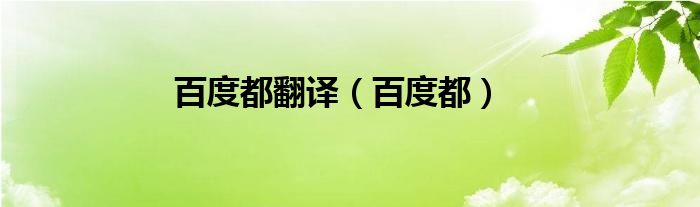 百度都翻译（百度都）