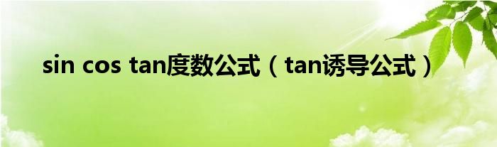 sin cos tan度数公式(tan诱导公式)