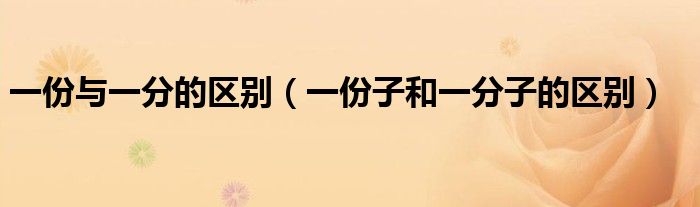 一份与一分的区别(一份子和一分子的区别)