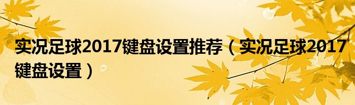 实况足球2017键盘设置推荐（实况足球2017键盘设置）
