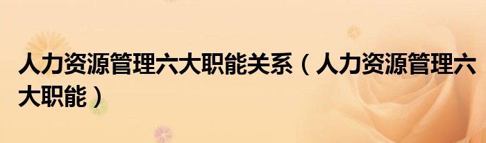 人力资源管理六大职能关系(人力资源管理六大职能)