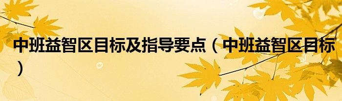 中班益智区目标及指导要点(中班益智区目标)