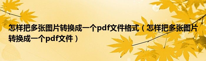 怎样把多张图片转换成一个pdf文件格式(怎样把多张图片转换成一个pdf文件)