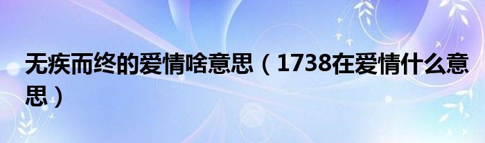 无疾而终的爱情啥意思(1738在爱情什么意思)