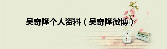 吴奇隆个人资料(吴奇隆微博)