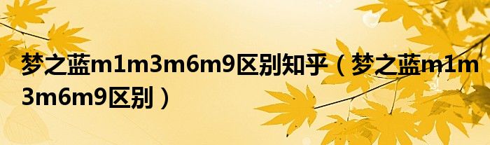 梦之蓝m1m3m6m9区别知乎(梦之蓝m1m3m6m9区别)