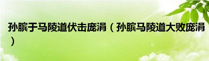 孙膑于马陵道伏击庞涓(孙膑马陵道大败庞涓)