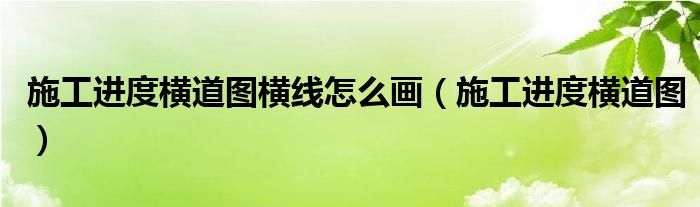 施工进度横道图横线怎么画(施工进度横道图)