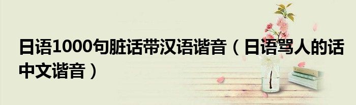 日语1000句脏话带汉语谐音(日语骂人的话中文谐音)