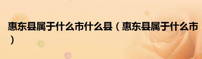 惠东县属于什么市什么县(惠东县属于什么市)