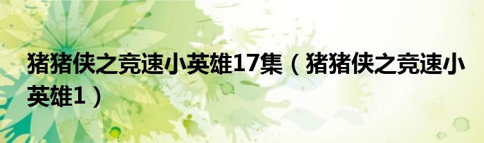 猪猪侠之竞速小英雄17集（猪猪侠之竞速小英雄1）