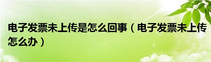 电子发票未上传是怎么回事(电子发票未上传怎么办)