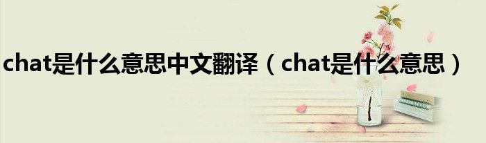 chat是什么意思中文翻译(chat是什么意思)