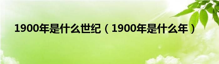 1900年是什么世纪(1900年是什么年)