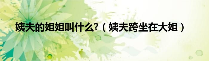 姨夫的姐姐叫什么?(姨夫跨坐在大姐)