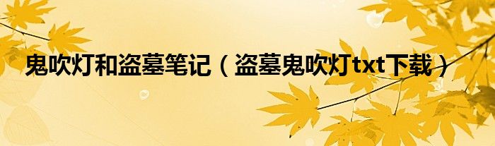 鬼吹灯和盗墓笔记(盗墓鬼吹灯txt下载)