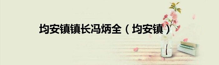 均安镇镇长冯炳全(均安镇)