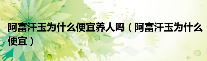阿富汗玉为什么便宜养人吗(阿富汗玉为什么便宜)