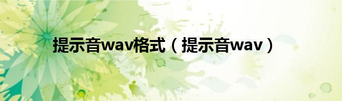 提示音wav格式(提示音wav)
