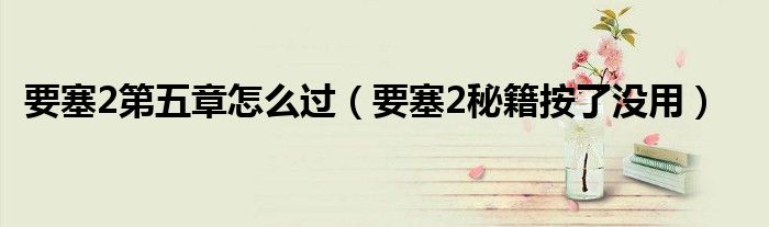 要塞2第五章怎么过(要塞2秘籍按了没用)