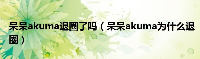 呆呆akuma退圈了吗（呆呆akuma为什么退圈）