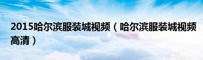 2015哈尔滨服装城视频(哈尔滨服装城视频高清)