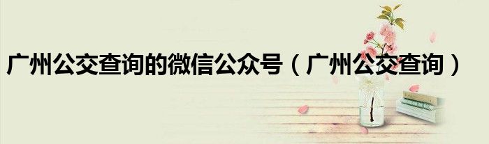 广州公交查询的微信公众号(广州公交查询)