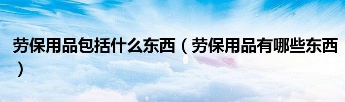 劳保用品包括什么东西(劳保用品有哪些东西)