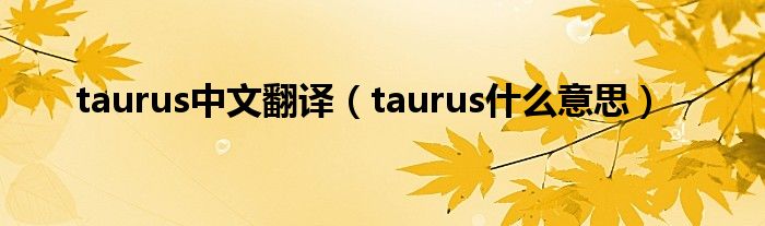 taurus中文翻译（taurus什么意思）