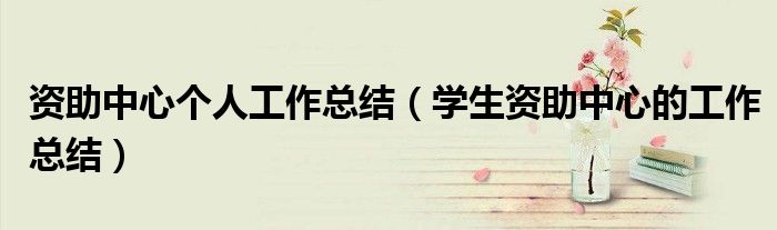 资助中心个人工作总结(学生资助中心的工作总结)