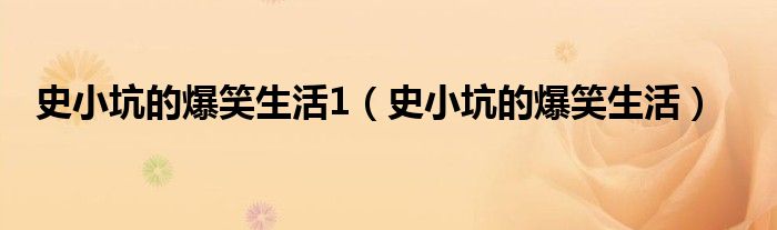 史小坑的爆笑生活1（史小坑的爆笑生活）