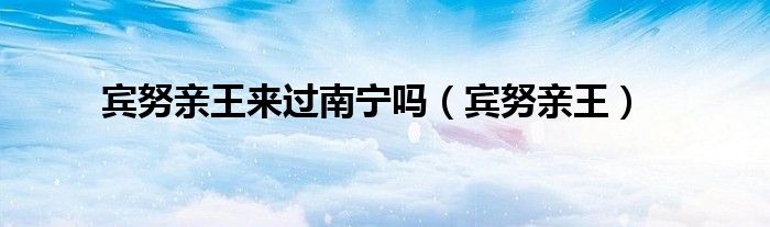 宾努亲王来过南宁吗(宾努亲王)