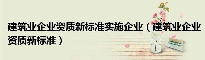 建筑业企业资质新标准实施企业（建筑业企业资质新标准）
