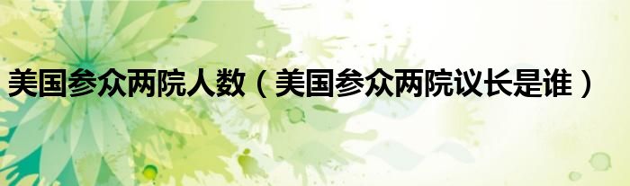 美国参众两院人数(美国参众两院议长是谁)