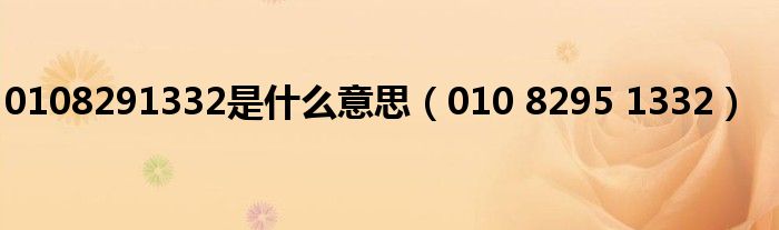 0108291332是什么意思(010 8295 1332)